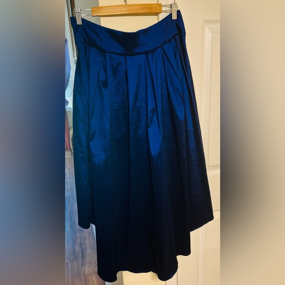 Elegant Royal Blue Low High Pleated Women's Skirt w Front Ties - Picture 8 of 10